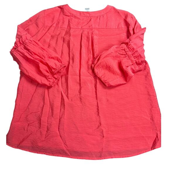 Multiples Women’s Large Coral Tunic Top Peasant Style 3/4 Sleeve Boho Chic - Picture 6 of 6